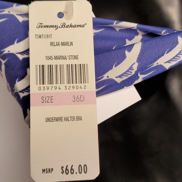 Tommy Bahama bikini halter top halter top. Sze 36D Whale pattern - Picture 7 of 7